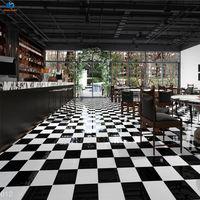 Carrelage en porcelaine effet marbre noir et blanc moderne, motif damier, 800x800mm, idéal pour café, salle de bain et sol de salle à manger - Vente Flash