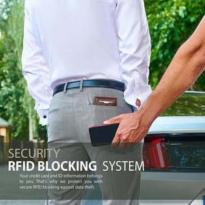 Custom Your Logo Mens <b>Wallet</b> Slim Front Pocket <b>RFID</b> <b>Blocking</b> Money Clip Leather <b>Wallet</b> - Product Image 5