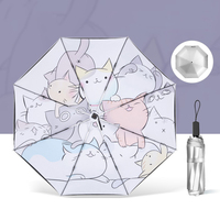 Parapluie de protection UV enduit d'argent de titane double couche de tissu imprimé personnalisé ouvert manuel de taille moyenne pour le voyage