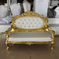 Canapé trois places de luxe pour mariés, style européen, extensible, doré, pour villa