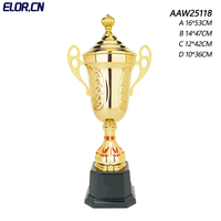 Trophées de cricket en métal plaqué or, design primé UV, matériaux bois, laiton, plastique, coupe sportive