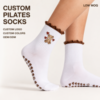 Chaussettes de Pilates à cheville en mélange de coton tricotées, respirantes et antidérapantes, avec logo personnalisé sur le revers, pour jeunes, idéales pour les entraînements décontractés