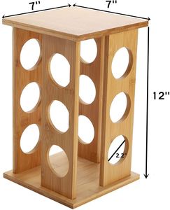 Étagère à épices rotative en bambou avec 12 bocaux - Product Image 4