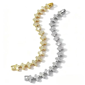 2026 Hot Selling Simple Design Geometric <b>Cross</b> <b>Chain</b> Bracelet Hiphop Alloy Gold Silver Plated Men's Bracelets Fashion Jewelry - Product Image 6