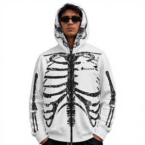 Wholesale <b>Skeleton</b> Print Sublimation <b>Hoodie</b> Custom Graphic Hooded Sweatshirt Manufacturer - Product Image 1