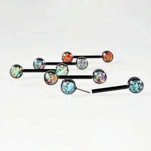 14G 스테인레스 스틸 젖꼭지 링 오팔 & 스톤 스레드리스 스트레이트 젖꼭지 피어싱 여성용 남성 패션 세련된 피어싱 쥬얼리 - Product Image 5