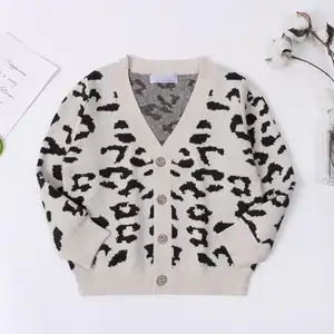 PHB 12259 moda leopardo color niños pequeños suéteres de punto para bebé