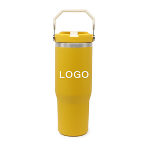 No-Spill Double Wall Stainless Steel Vacuum <b>Thermos</b> Handle Straw Leakproof 30oz Insulated Tumbler Camping Portable Eco-Friendly - Product Image 4