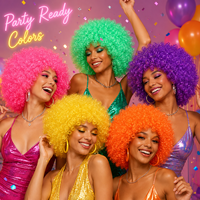 Perruque Courte Afro Bouclée Synthétique 9 Couleurs, Vente en Gros Direct Usine, Unisexe, pour Cosplay de Clown, Fête, Halloween, Carnaval, Déguisement