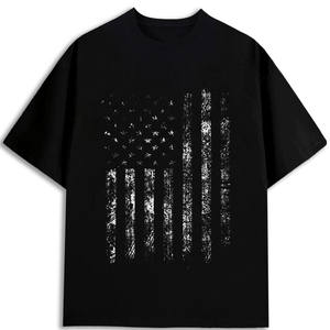 เสื้อยืดลายธงชาติอเมริกัน 180GSM ผ้าฝ้าย 100% เสื้อผ้าลำลองผู้ชาย ผลิตในสหรัฐอเมริกา - Product Image 1