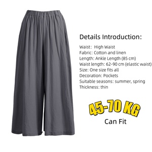<span class=keywords><strong>Pantaloni</strong></span> larghi da <span class=keywords><strong>donna</strong></span> a vita alta e traspiranti in cotone fresco con tasche da <span class=keywords><strong>donna</strong></span> estivi <span class=keywords><strong>pantaloni</strong></span> larghi - Product Image 4