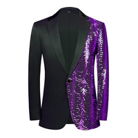 Vente directe d'usine hommes à la mode lumière luxe XL taille simple boutonnage costume décontracté veste vague Sequin brillant pantalon peigné