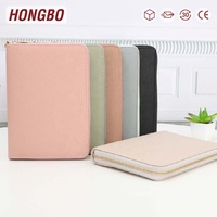 Hongbo Meilleure vente Litchi PU cuir A6 6 bague en or couverture en cuir planificateur comme budget planificateur enveloppe de trésorerie porte-monnaie