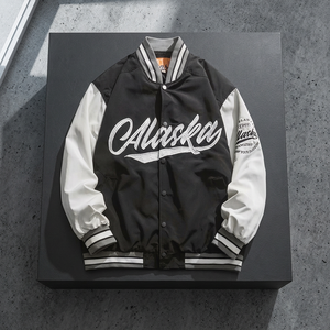 Autumn Spring <b>Men's</b> Embroidered Reversible Varsity Bomber <b>Jacket</b> Eco-Friendly Windproof Breathable Nylon/Polyester Stand Collar - Product Image 3
