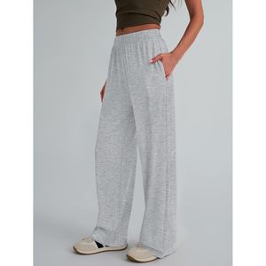 Moda 2025 otoño moda reina mujer cintura media pierna ancha pantalones de chándal cómodos holgados Flowy acanalado pijama pantalones trajes para salón - Product Image 4