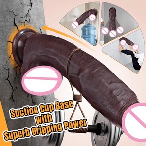 11 इंच बड़े पैमाने पर पुरुष फोलिक डिल्डो, अत्यधिक यथार्थवादी, काले/मांस-रंगीन डिजाइन, तरल सिलिकॉन, वयस्क सेक्स टॉन। - Product Image 5