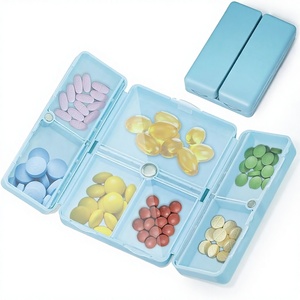 Hot Selling Modern Multifunction Square Carved 7 Day Portable <b>Eco</b>-Friendly Plastic Pill Organizer Food & Medicine Storage Box - Product Image 1