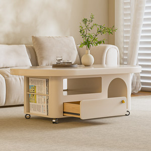 Tavolino <span class=keywords><strong>da</strong></span> Caffè Moderno in Stile Crema Francese, Design Creativo a Blocchi di Colore per Soggiorno, Durevole, Facile <span class=keywords><strong>da</strong></span> Pulire, con Vano Portaoggetti - Product Image 6