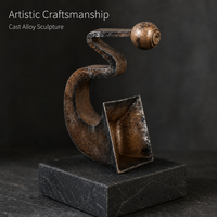 Sculpture Métallique Abstraite Nordique en Bronze, Statue d'Art en Forme de Ruban Courbe en S, Figurine Géométrique en Alliage Coulé, Décoration de Bureau et Maison de Luxe