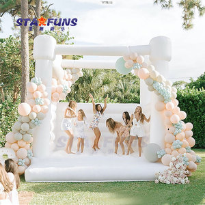 Maison gonflable commerciale blanche unique de rebond avec le <span class=keywords><strong>château</strong></span> plein d'entrain enfermé par enfant en bas âge blanc de maison de rebond de doubles glissières - Product Image 6