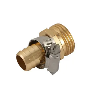 Male brass alu 30074 quick coupling reusable hose fitting assembly hose nipple connector with stainless steel clamp