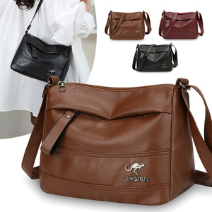 Jingrun Women's Crossbody Bag Brown Leather Shoulder Bag With Zipper Closure For Leisure Travel And Daily Use - Product Image 1