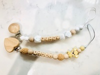 Lettres de l'alphabet anglais de 12mm, perles carrées en bois de hêtre, chaîne de sucette pour bébé