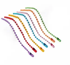 Chaîne de perles de boule colorée en vrac de 12cm avec connecteur pour accessoires de bricolage porte-clés pendentif collier faisant des bijoux à bricoler soi-même chaîne d'étiquette de chien