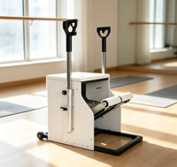 Chaise Wunda d'exercice portable et réglable en bois de chêne écologique pour yoga et Pilates à domicile, avec structure stable et réglage des hauteurs de marchepieds