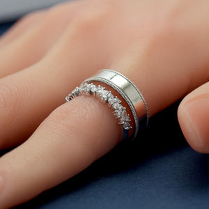 Custom 10K/14K/18K White Gold Lab Grown Diamond D Color VVS Clarity Brilliant Cut IGI Certified Wedding Couple <b>Ring</b> <b>Set</b> <b>Women</b> - Product Image 5