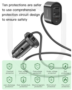 Caricabatterie da Auto Yesido Qc 3.0 Multiplo a 4 Porte con Doppia PD, Ricarica Rapida USB Tipo C per Telefono, Adattatore di Ricarica Veloce per Auto - Product Image 2