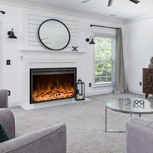 Luxstar 30-Inch elektrikli şömine ısıtıcı ekler 1500W gerçek alev LED ışıkları uzaktan kumanda Modern tasarım ucuz ev için - Product Image 4