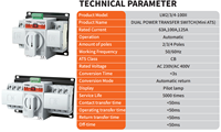Interrupteur de transfert automatique mini Mday LW2-100II 2P 63A avec communication RS485, temps de transfert <50ms, AC 50/60Hz pour générateur solaire