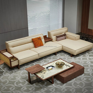 ชุดโซฟาหนังวอลนัทหรูหราระดับไฮเอนด์ดีไซน์คลาสสิกและดั้งเดิม - Product Image 1