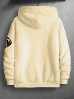 Pull et sweats à capuche personnalisés pour hommes avec broderie chaude et duveteuse en fausse fourrure Sherpa lourd d'hiver unisexe en polaire doublée blanche