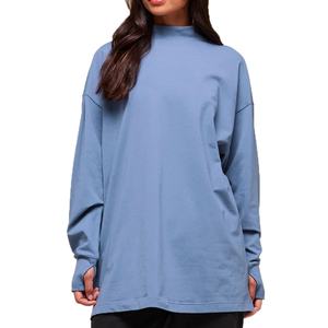 Camiseta de Manga Larga de Color Sólido Personalizable para Mujer, para Principios de Otoño, Combinada con Camiseta Larga Informal Holgada de Algodón para Mujer - Product Image 2
