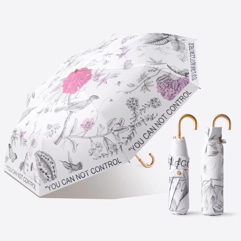 Poignée dorée - motif floral et oiseau antique