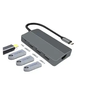 Concentradores 5 en 1 Tipo C USB C a HD MI USB3.0 * 3 PD carga rápida aleación de aluminio tipo C Dock USB Hub