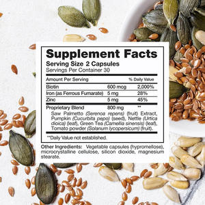 Suplemen rambut rontok <span class=keywords><strong>DHT</strong></span> pemblokir kapsul Biotin Saw Palmetto suplemen Vegen sehat kapsul penumbuh vitamin rambut kuat - Product Image 2