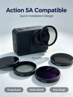Kit de filtres d'objectif d'appareil photo 4-en-1 compatible Action 5A avec filtres ND et CPL, cadre en aluminium, matériau en verre, étanche