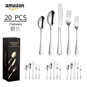 Luxury High-End 20pcs Rose Gold Stainless Steel Flatware Set Modern Design Premium Cutlery Collection For Weddings