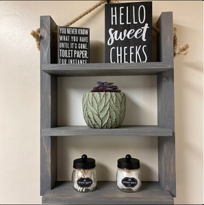 Étagère à échelle en bois suspendue en corde rustique personnalisée au-dessus des toilettes pour le rangement salle de bain organisateur en bois - Product Image 3