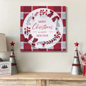 EAGLEGIFTS Regalos de Navidad Decoración para el hogar Pinturas de bayas rojas 3D y artes de pared Decoración de sala de estar Pintura de arte creativo