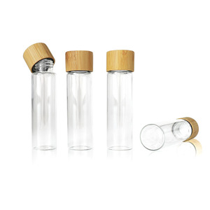 Emballage en tube cylindrique à l'épreuve des enfants, capsule hermétique en verre, pilule, médicament, poudre, <span class=keywords><strong>pot</strong></span> en verre avec bouchon en bambou résistant aux enfants - Product Image 5