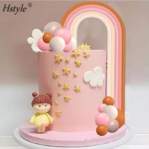 Hstyle PQ144 boules colorées décors de gâteau Boho gâteau Topper pour bébé douche garçon fille fête d'<span class=keywords><strong>anniversaire</strong></span> fournitures arc-en-ciel gâteau Topper - Product Image 2