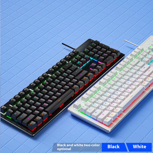 LEAVEN K880 104-Key Wired USB Mechanical Gaming Keyboard with RGB Backlight Plug and Play for Esports & Office Use