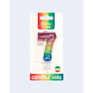 Vela de Cumpleaños con Número 7 Multicolor de 6 cm - Product Image 1