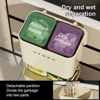 UFORU Poubelle de cuisine à compost domestique Poubelle en plastique Poubelle à roulettes avec couvercles
