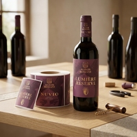 Étiquette adhésive personnalisée de luxe pour bouteille de vin, autocollant en papier, étiquette de cave à vin artisanale personnalisée