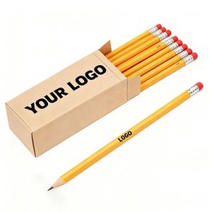 Crayons en gros promotionnels, papeterie en vrac, cadeau personnalisé avec logo, design entièrement imprimé, crayons standard de forme ronde et triangulaire avec gomme - Product Image 1